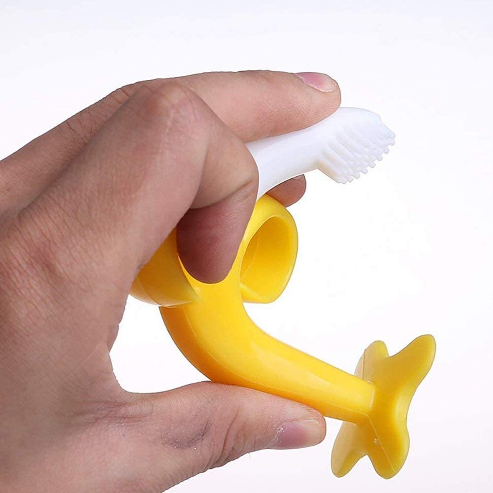 Teeth Aid Training Brush Banana Baby Toothbrush and Teething Ring in One
